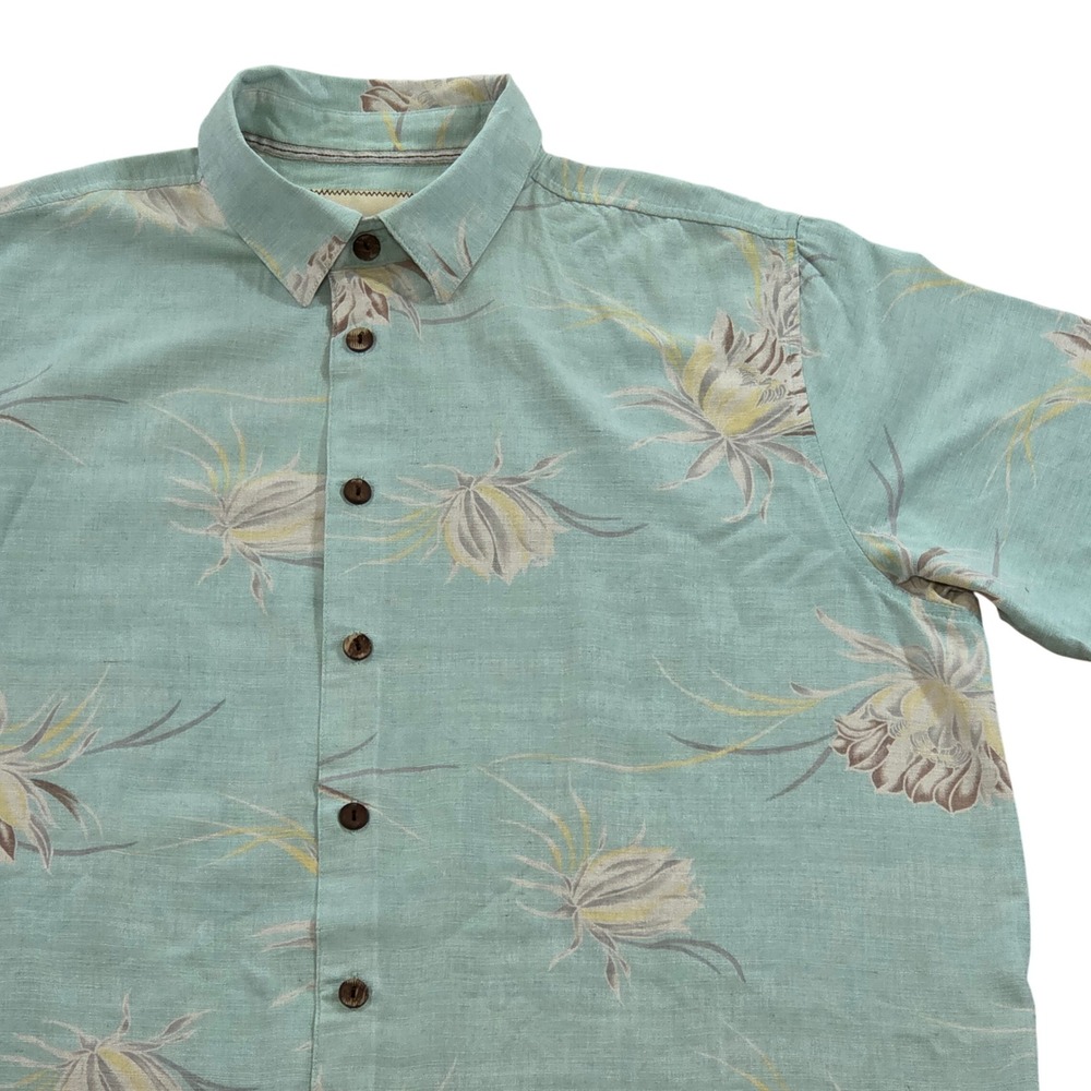 Island Republic 100% Silk Floral Print Hawaiian Shirt Button Up Mens XL